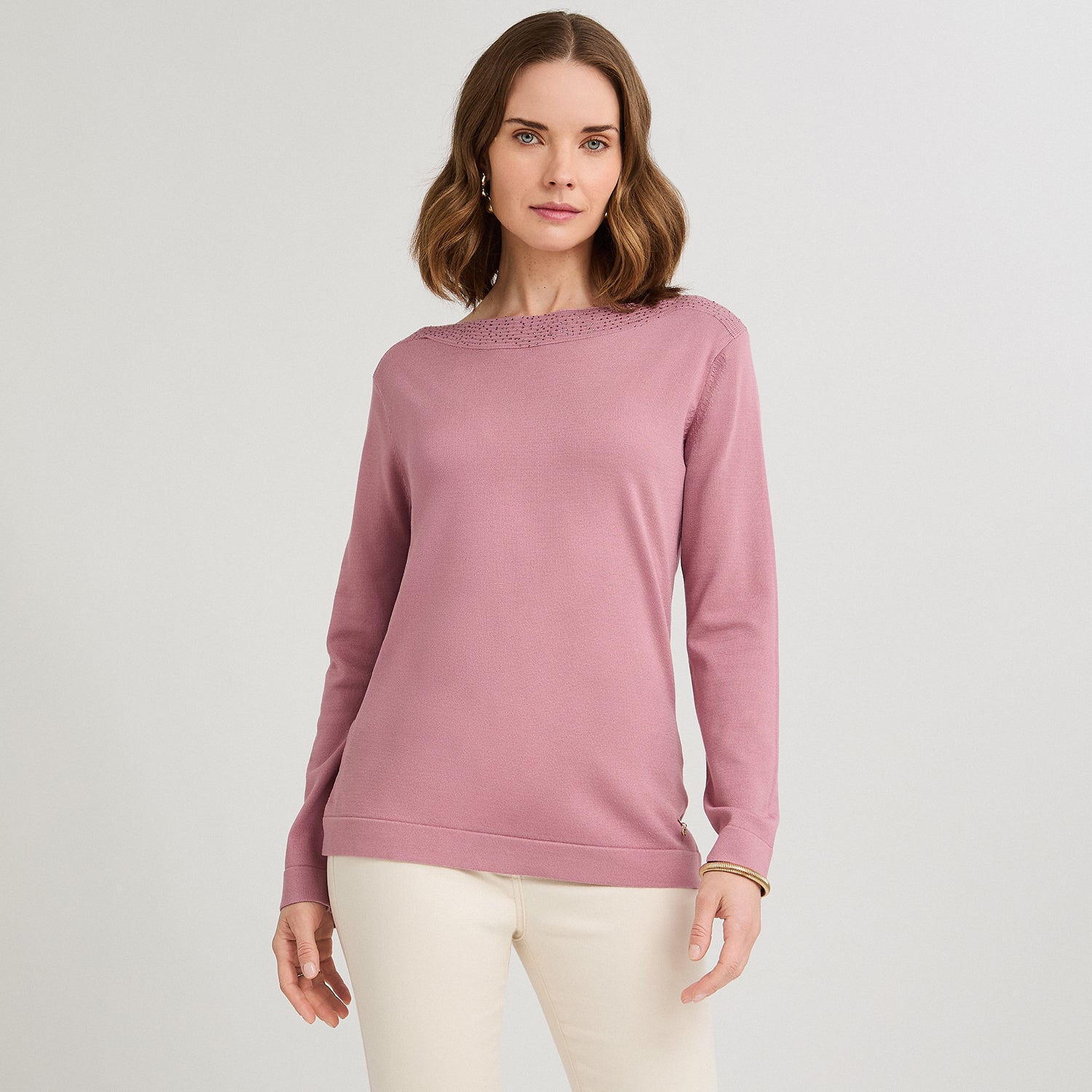 Sweater con Aplicación de Strass Rosado
